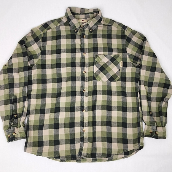 Woolrich Other - Woolrich 100% Cotton Green Plaid Button Down Pocket Lightweight Flannel Shirt.
